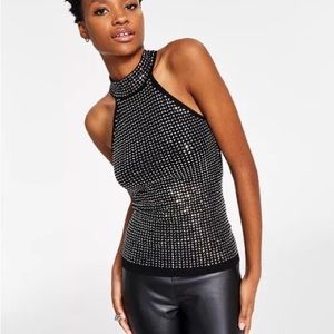 Guess Women's Celeste Embellished Turtleneck Top size small